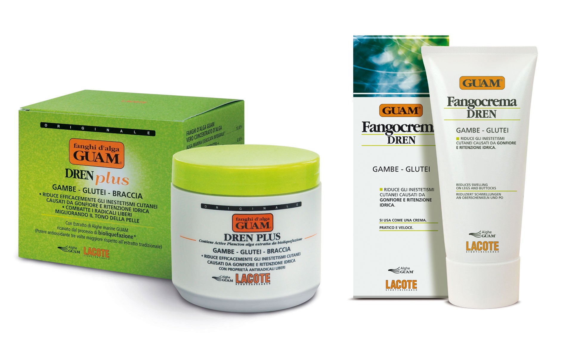 Guam Dren Plus Seaweed Body Wrap with Draining Effect + Fangocrema Dren Cream with Draining Effect